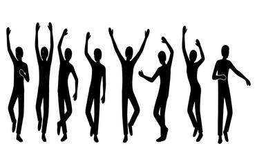 Fototapeta premium Silhouettes of people raising arms in celebration