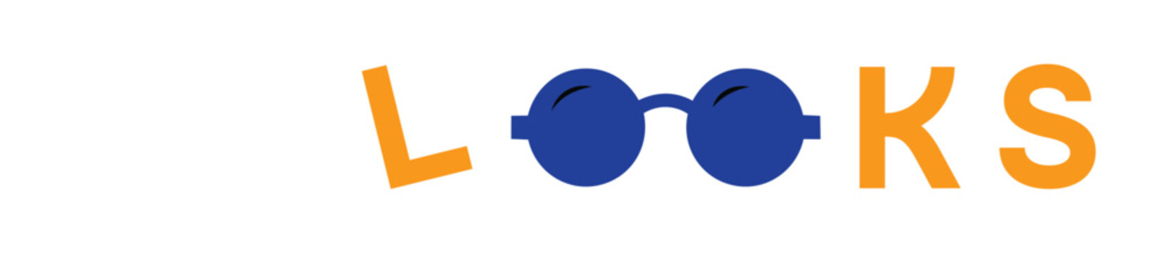 Creative text design word looks using blue glasses icon for letter o representing vision and sight