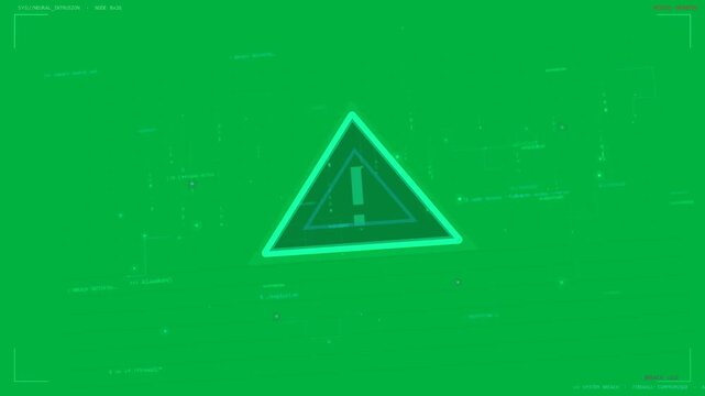 Falling cyan data streams causing triangle pulsing while nodes linking showing alert on clear grid