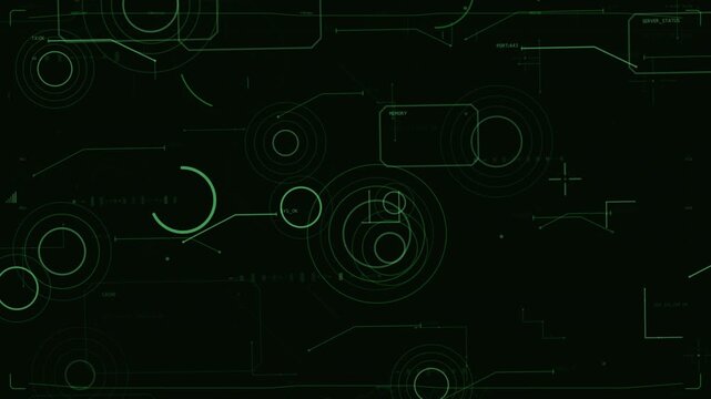 Scan starting, green HUD drawing arc, target rings rotating, pulsing over transparent bg for scan