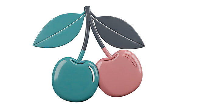 Stylized Cherries with Leaves