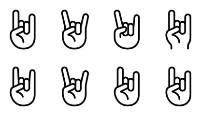 Fototapeta premium Rock n roll hand gesture set isolated on white background cool gesture collection vector