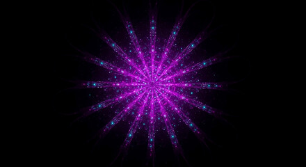 Fototapeta premium Glowing Purple Starburst Fractal With Blue Accents