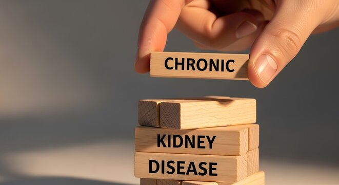 Chronic Kidney Disease Concept - Hand Placing Wooden Block