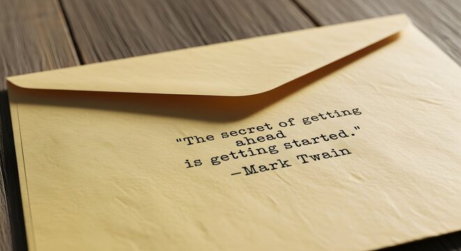 Inspirational Quote on Envelope - Mark Twain