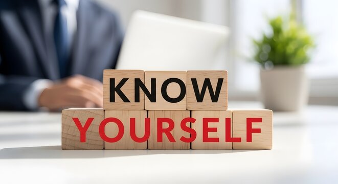 Know Yourself Concept: Wooden Blocks with Motivational Message