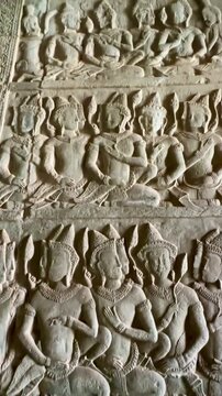 Carved Wall Depicting Devata Female Deities (Siem Reap, Cambodia)
