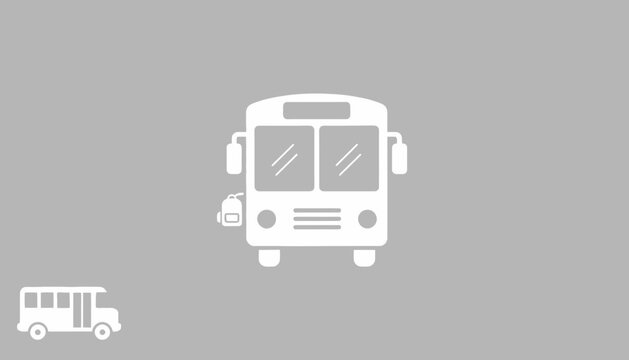 White Bus Icon on Gray Background - Transportation and Travel Concept