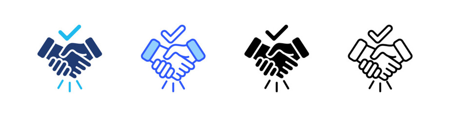 Fototapeta premium Handshake Multi Style Icon Set Vector 