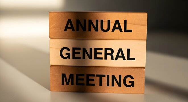 Annual General Meeting Concept on Wooden Blocks