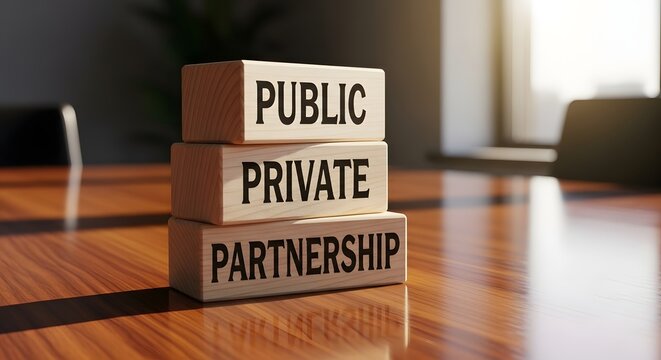 Public Private Partnership Concept on Wooden Blocks