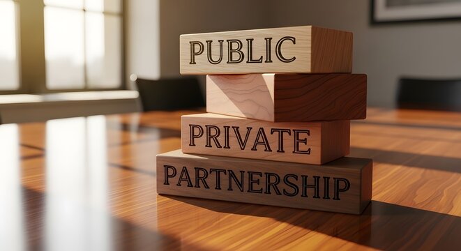 Public Private Partnership Concept: Wooden Blocks on a Table