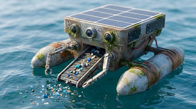 Autonomous Ocean Cleanup Robot Innovative Solar-Powered Machine Collecting Plastic Waste from Marine Environment with Advanced Filtration System