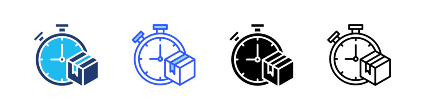 Just In Time Multi Style Icon Set Vector 