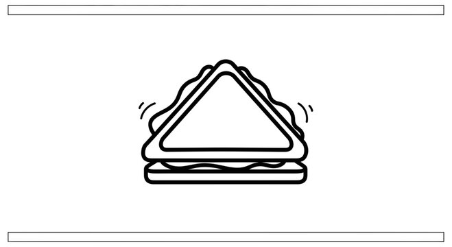 Minimalist triangular sandwich icon outline graphic representing a quick meal or snack