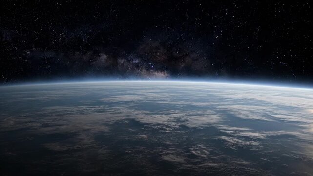 Panoramic Horizon View of Flat Earth Sea and Atmosphere