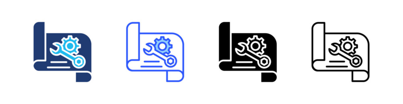 Engineering Multiple Style Icon Set Collection Pack Web Banner Vector 