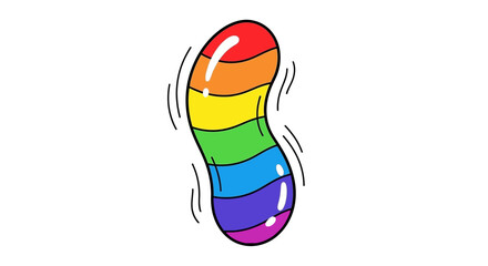 Vibrant Rainbow Colored Jelly Bean Shaped Graphic Element with Dynamic Movement Lines