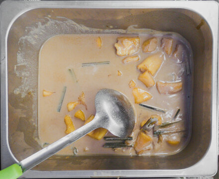 Indonesian Kolak Pisang banana dessert with coconut milk and palm sugar