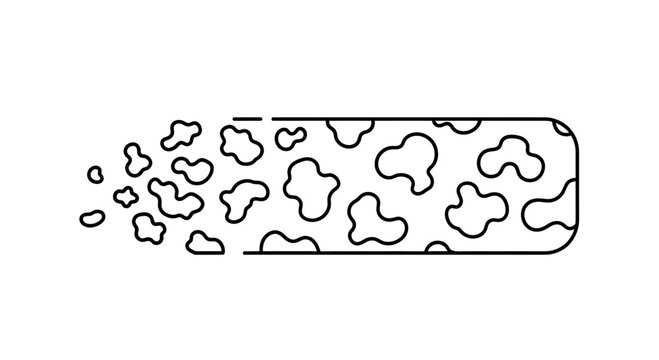 Abstract representation of fluid pattern transformation within a defined rectangular boundary