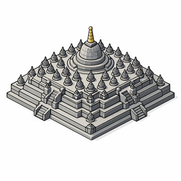 borobudur temple isometric