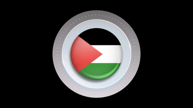 Palestine flag 3D round glossy realistic national symbol travel concept