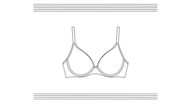 Minimalist Line Art Illustration of a Women's Underwire Bra Outline Drawing for Fashion