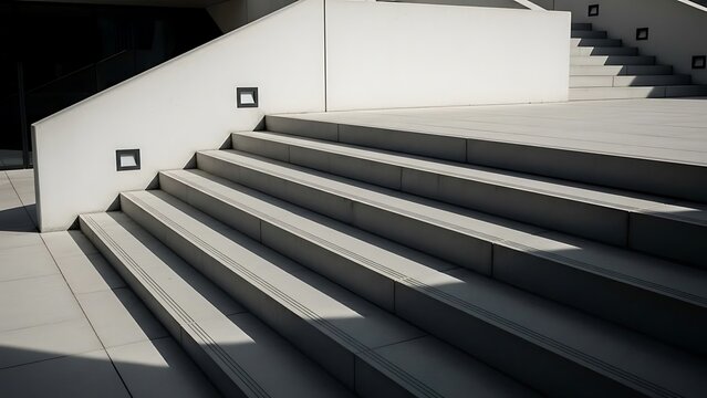 Architectural staircase design with modern lighting and geometric shadows