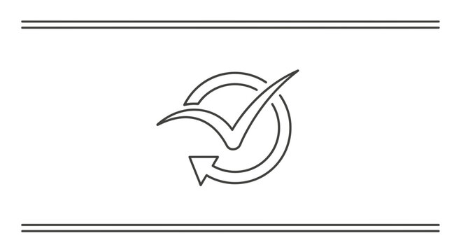 Minimalist line art icon representing successful process completion and ongoing validation cycle