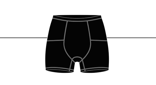 Sleek black boxer briefs illustration on a clean white background, showcasing contemporary male