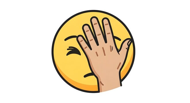 A yellow circular face with its hand covering the eyes expressing frustration or embarrassment