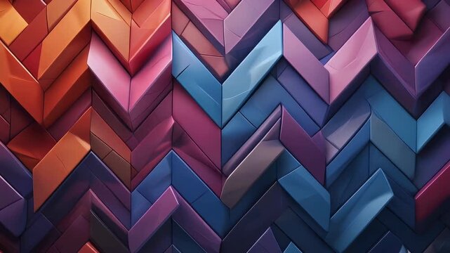 Abstract geometric pattern with a chevron design in vibrant colors.