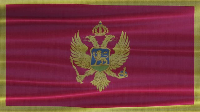 Montenegro flag waving in the wind with high quality fabric texture
