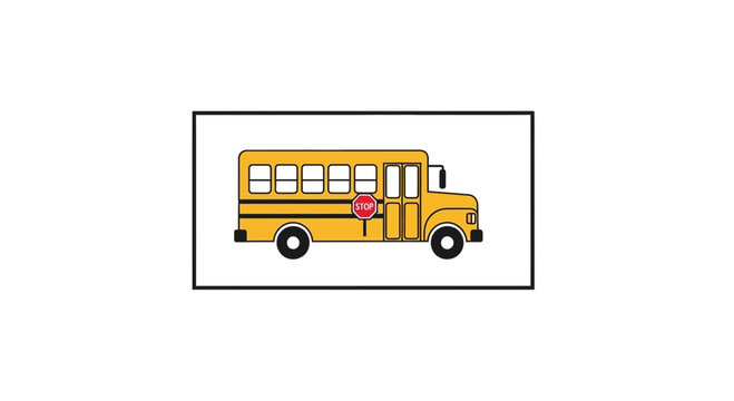 Bright yellow school bus illustration featuring an extended stop sign for safe student transit
