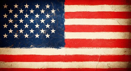 Fototapeta premium Close up of a worn and weathered american flag display
