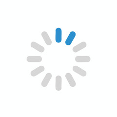Obraz premium A circular loading animation with alternating grey and blue segments