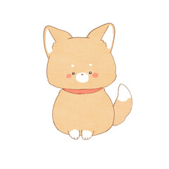 Fototapeta premium Cute kawaii shiba inu puppy watercolor illustration