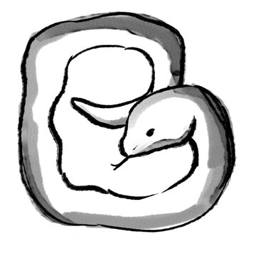 Coiled Snake Monochrome Emblem Illustration