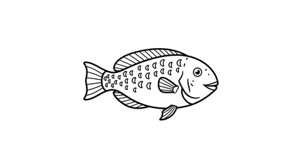 Fototapeta premium Charming cartoon fish outline illustration perfect for children's coloring books and educational