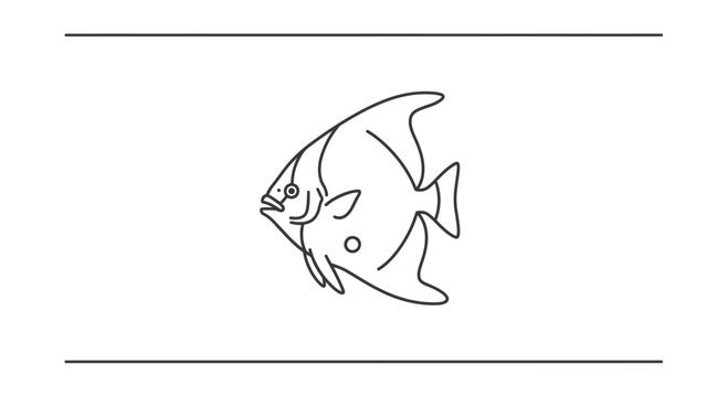 Stylized ocean batfish line art drawing capturing elegant aquatic creature form minimal icon design