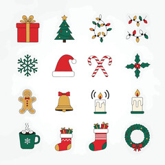 Christmas icons and holiday symbols. © kiteng