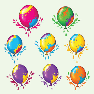 Colorful balloons in various designs.