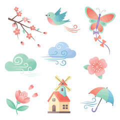 Colorful butterfly with flower petals. © ya