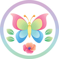 Colorful Butterfly with Pink Wings. © ya