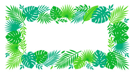 Green tropical leaf border frame. © Suro