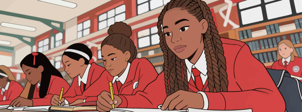 Students engage in study session at library during afternoon hours focused on learning and completing assignments with friends around