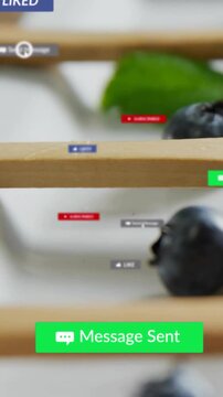Vertical video: Mouse clicking Send Message berries  and  mint showing banner marketing badges drift