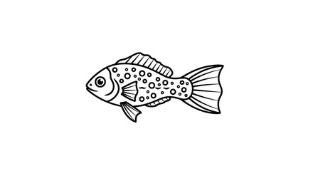 Fototapeta premium Charming cartoon fish illustration showcasing intricate scale patterns and fin details, perfect