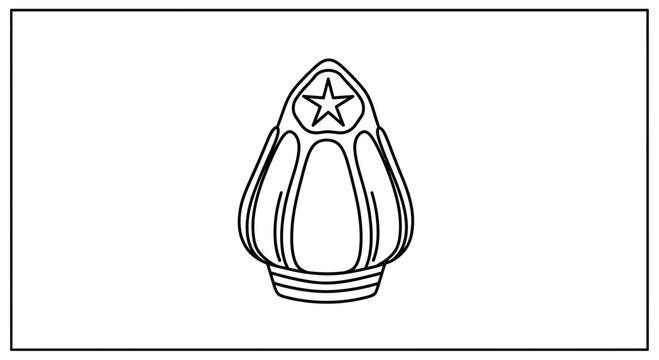 Traditional ornate stylized bell shaped graphic with star emblem design element vector illustration