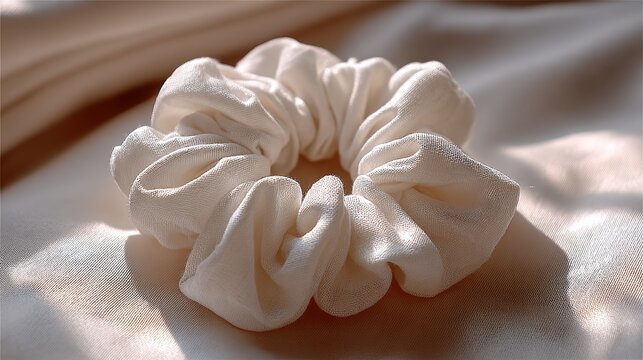 Minimal matte white cotton scrunchie with soft texture and elegant simple design, perfect for hair styling, fashion accessories, and everyday casual wear.